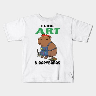 I Like Art and Capybaras Kids T-Shirt